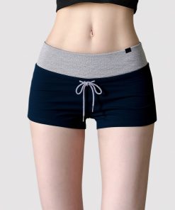 Color-Blocking Low-Waist Casual Shorts for Women - American Sports Style Ultra-Short Slim Fit Hot Pants for Home Wear