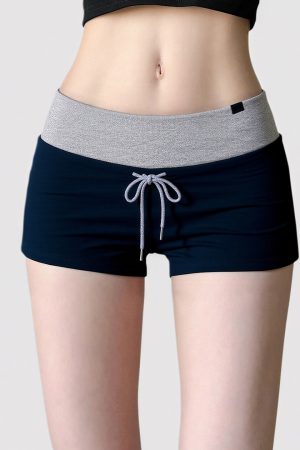 Color-Blocking Low-Waist Casual Shorts for Women - American Sports Style Ultra-Short Slim Fit Hot Pants for Home Wear