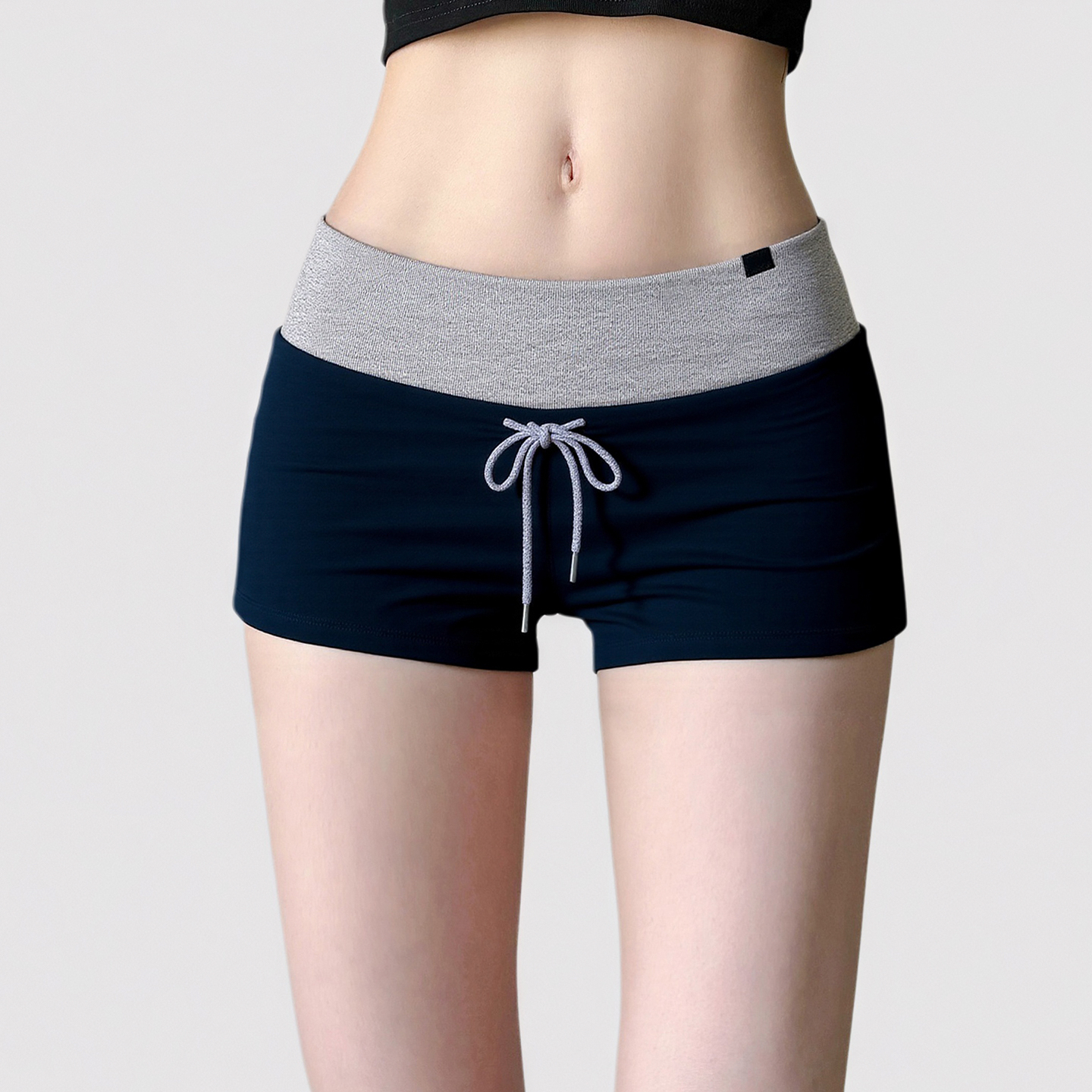 Color-Blocking Low-Waist Casual Shorts for Women - American Sports Style Ultra-Short Slim Fit Hot Pants for Home Wear Color-Blocking Low-Waist Casual Shorts for Women - American Sports Style Ultra-Short Slim Fit Hot Pants for Home Wear