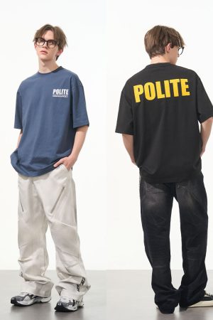 Color-Blocking Short-Sleeve T-Shirt with Cracked Texture and Slogan - Street Style American Basic