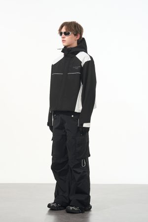 Color-Blocking Spliced Functional Teflon Jacket - American Style, Three-Proof Fabric, Trendy Streetwear Outerwear