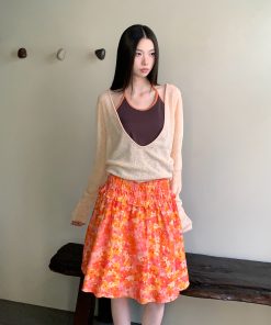 Color-Blocking Spliced Halter Top with Big U-Neck, Hollow-Out Design, Snowflake Fabric, Sun Protection, Perfect for Summer Style