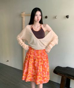 Color-Blocking Spliced Halter Top with Big U-Neck, Hollow-Out Design, Snowflake Fabric, Sun Protection, Perfect for Summer Style