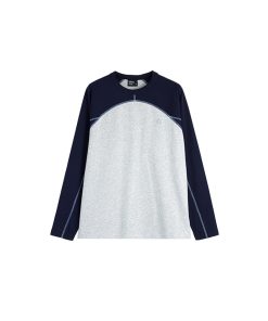 Color-Blocking Spliced Long Sleeve T-Shirt - Roaring Beast Round Neck Pure Cotton Top for Casual Y2K Style Fashion