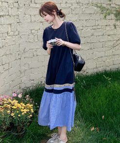 Color-Blocking Summer Dress for Women - Trendy Unique Short Dress for Travel - Stylish Casual Outfit for Summer Adventures