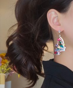 Colorful Asymmetrical Butterfly Pearl Tassel Earrings for Women - Trendy 2025 Japanese & Korean Style Fashion Statement Jewelry