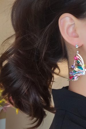 Colorful Asymmetrical Butterfly Pearl Tassel Earrings for Women - Trendy 2025 Japanese & Korean Style Fashion Statement Jewelry