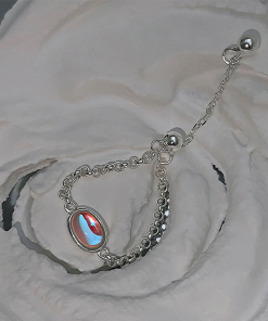 Colorful Bead Chain Pull Ring - 925 Silver Minimalist Women's Index Finger Ring - 2025 Niche Design Accessory