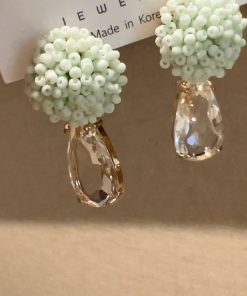 Colorful Bead Flower Ball Water Drop Earrings - Korean Style 925 Silver Needle for Women, Fashionable and Versatile Accessory