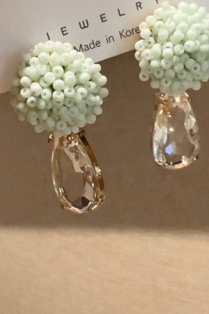 Colorful Bead Flower Ball Water Drop Earrings - Korean Style 925 Silver Needle for Women, Fashionable and Versatile Accessory