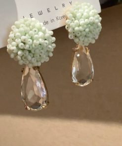Colorful Bead Flower Ball Water Drop Earrings - Korean Style 925 Silver Needle for Women, Fashionable and Versatile Accessory