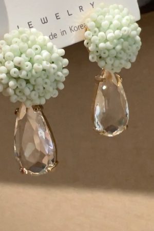 Colorful Bead Flower Ball Water Drop Earrings - Korean Style 925 Silver Needle for Women, Fashionable and Versatile Accessory