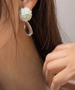 Colorful Bead Flower Ball Water Drop Earrings - Korean Style 925 Silver Needle for Women, Fashionable and Versatile Accessory