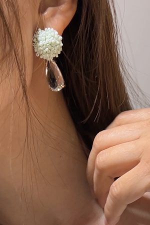 Colorful Bead Flower Ball Water Drop Earrings - Korean Style 925 Silver Needle for Women, Fashionable and Versatile Accessory