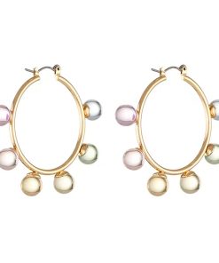 Colorful Bead Round Circle Earrings - Korean & Japanese Style Sweet Temperament Stud Hoop Accessories for Trendy Looks