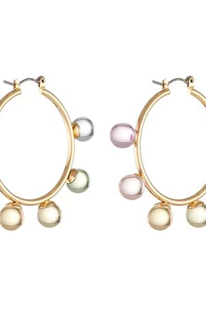 Colorful Bead Round Circle Earrings - Korean & Japanese Style Sweet Temperament Stud Hoop Accessories for Trendy Looks