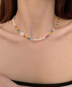 Colorful Beaded Dopamine Necklace for Women - 2025 Trendy Luxury Clavicle Chain Accessory, High-End Fashion Statement Piece