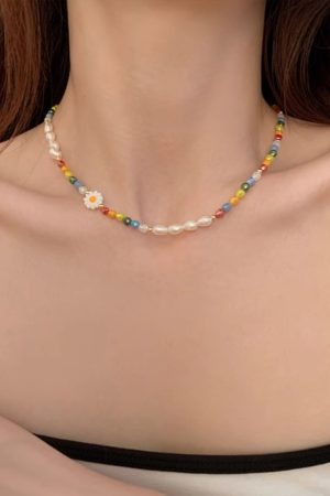 Colorful Beaded Dopamine Necklace for Women - 2025 Trendy Luxury Clavicle Chain Accessory, High-End Fashion Statement Piece