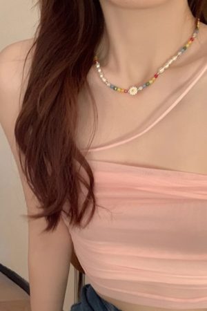 Colorful Beaded Dopamine Necklace for Women - 2025 Trendy Luxury Clavicle Chain Accessory, High-End Fashion Statement Piece