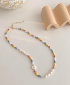 Colorful Beaded Dopamine Necklace for Women - 2025 Trendy Luxury Clavicle Chain Accessory, High-End Fashion Statement Piece