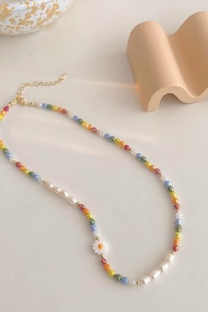 Colorful Beaded Dopamine Necklace for Women - 2025 Trendy Luxury Clavicle Chain Accessory, High-End Fashion Statement Piece