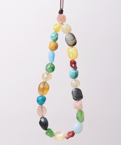 Colorful Beaded Imitation Natural Stone Phone Lanyard Chain Bag Pendant Wrist Accessory - Versatile Unisex Fashion Statement