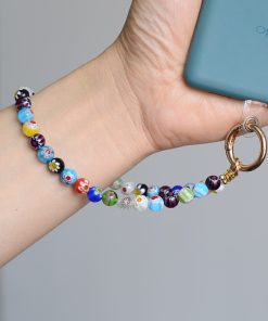 Colorful Beaded Mobile Phone Lanyard - High-End Wrist Strap Pendant for Stylish Accessories