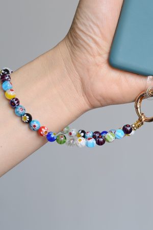 Colorful Beaded Mobile Phone Lanyard - High-End Wrist Strap Pendant for Stylish Accessories
