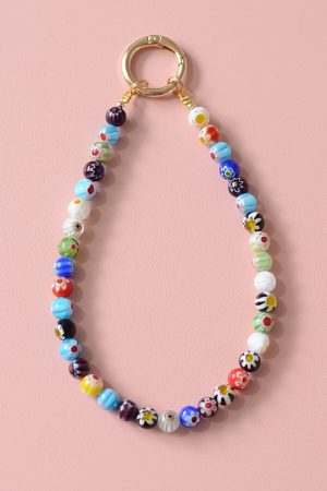 Colorful Beaded Mobile Phone Lanyard - High-End Wrist Strap Pendant for Stylish Accessories