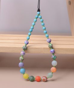 Colorful Beaded Phone Chain for Couples and Best Friends - Romantic INS Style Pendant Short Chain Accessory
