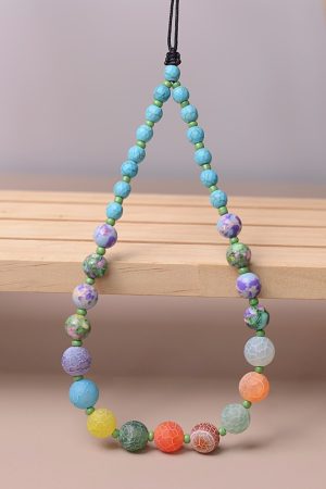 Colorful Beaded Phone Chain for Couples and Best Friends - Romantic INS Style Pendant Short Chain Accessory