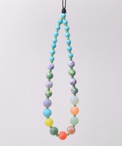 Colorful Beaded Phone Chain for Couples and Best Friends - Romantic INS Style Pendant Short Chain Accessory