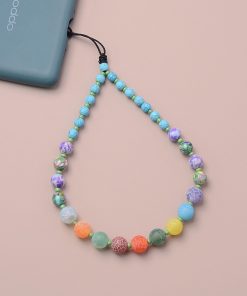 Colorful Beaded Phone Chain for Couples and Best Friends - Romantic INS Style Pendant Short Chain Accessory