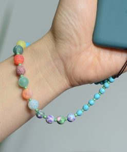 Colorful Beaded Phone Chain for Couples and Best Friends - Romantic INS Style Pendant Short Chain Accessory
