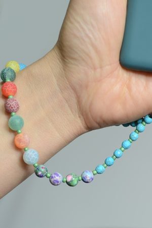 Colorful Beaded Phone Chain for Couples and Best Friends - Romantic INS Style Pendant Short Chain Accessory