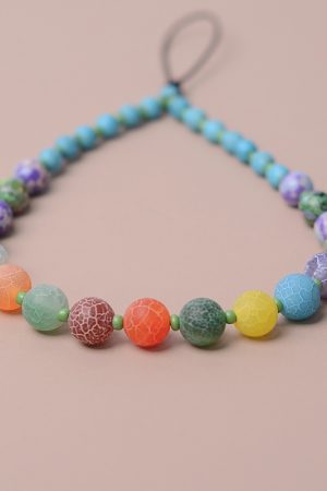 Colorful Beaded Phone Chain for Couples and Best Friends - Romantic INS Style Pendant Short Chain Accessory