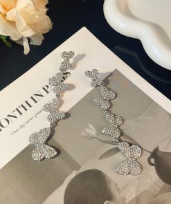 Colorful Butterfly Diamond-Inlaid Long Tassel Earrings for Women - 2025 High-End Silver Needle Drop Jewelry
