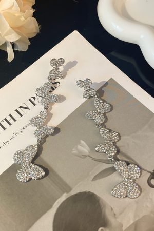 Colorful Butterfly Diamond-Inlaid Long Tassel Earrings for Women - 2025 High-End Silver Needle Drop Jewelry