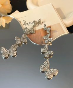 Colorful Butterfly Diamond-Inlaid Long Tassel Earrings for Women - 2025 High-End Silver Needle Drop Jewelry