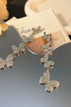 Colorful Butterfly Diamond-Inlaid Long Tassel Earrings for Women - 2025 High-End Silver Needle Drop Jewelry