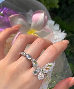 Colorful Butterfly Ring for Women - Two-Color Minimalist Open Finger Ring, 2025 Exquisite Versatile High-End Fashion Accessory