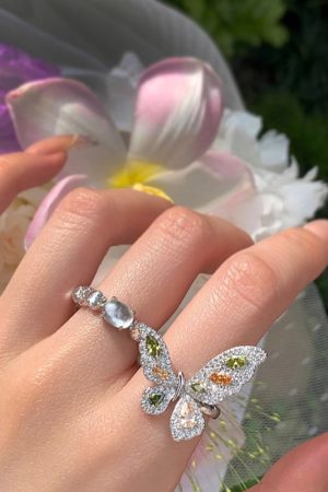Colorful Butterfly Ring for Women - Two-Color Minimalist Open Finger Ring, 2025 Exquisite Versatile High-End Fashion Accessory