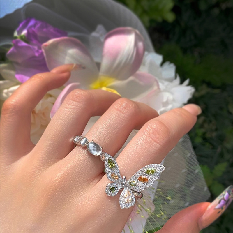 Colorful Butterfly Ring for Women - Two-Color Minimalist Open Finger Ring, 2025 Exquisite Versatile High-End Fashion Accessory Colorful Butterfly Ring for Women - Two-Color Minimalist Open Finger Ring, 2025 Exquisite Versatile High-End Fashion Accessory