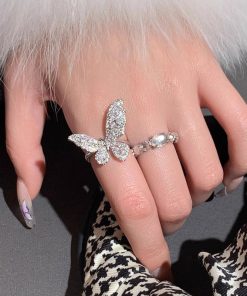 Colorful Butterfly Ring for Women - Two-Color Minimalist Open Finger Ring, 2025 Exquisite Versatile High-End Fashion Accessory