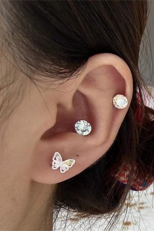 Colorful Butterfly Stud Earrings - Trendy Light Luxury Ear Accessories for 2025, High-End Niche Jewelry