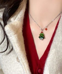 Colorful Christmas Snowflake Plush Necklace | Pearl Choker Heart Collarbone Chain for New Year Holiday Accessories