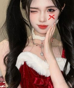 Colorful Christmas Snowflake Plush Necklace | Pearl Choker Heart Collarbone Chain for New Year Holiday Accessories