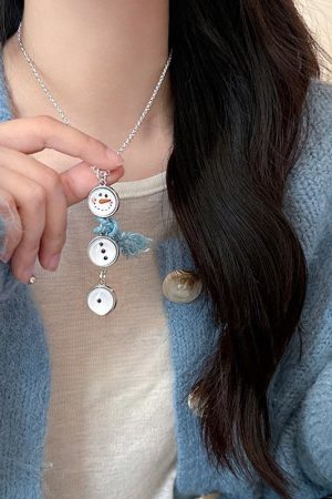Colorful Christmas Snowflake Plush Necklace | Pearl Choker Heart Collarbone Chain for New Year Holiday Accessories