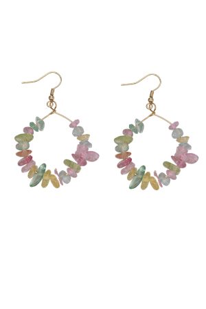 Colorful Crystal Chip Woven Circle Earrings for Women - Exquisite Non-Pierced Mosquito Coil Ear Clips, Boho Chic Style