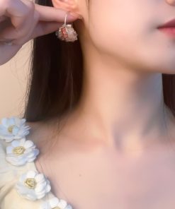 Colorful Crystal Flower Basket Earrings - Exaggerated Minimalist Asymmetrical Design, Super Shiny Ear Accessories for Women